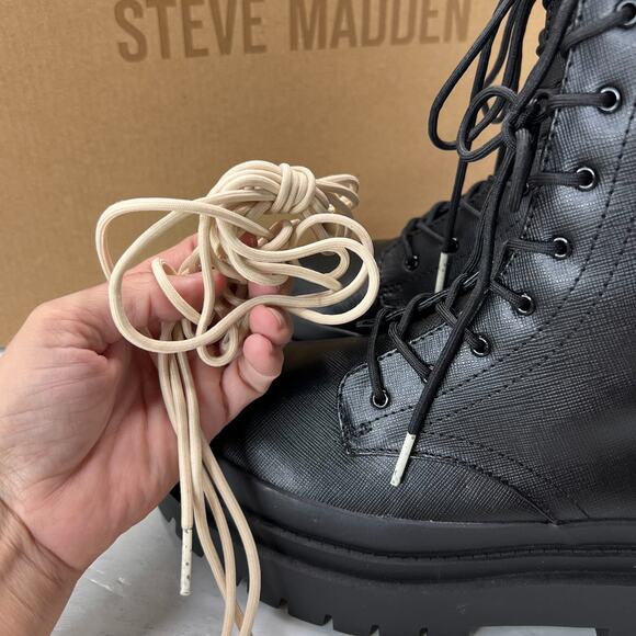 Steve Madden Mansel Platform Lace Up Combat Boots Lug Sole Black Women's 7M - Picture 9 of 12